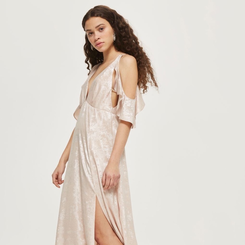 Foil Cold Shoulder Maxi Dress